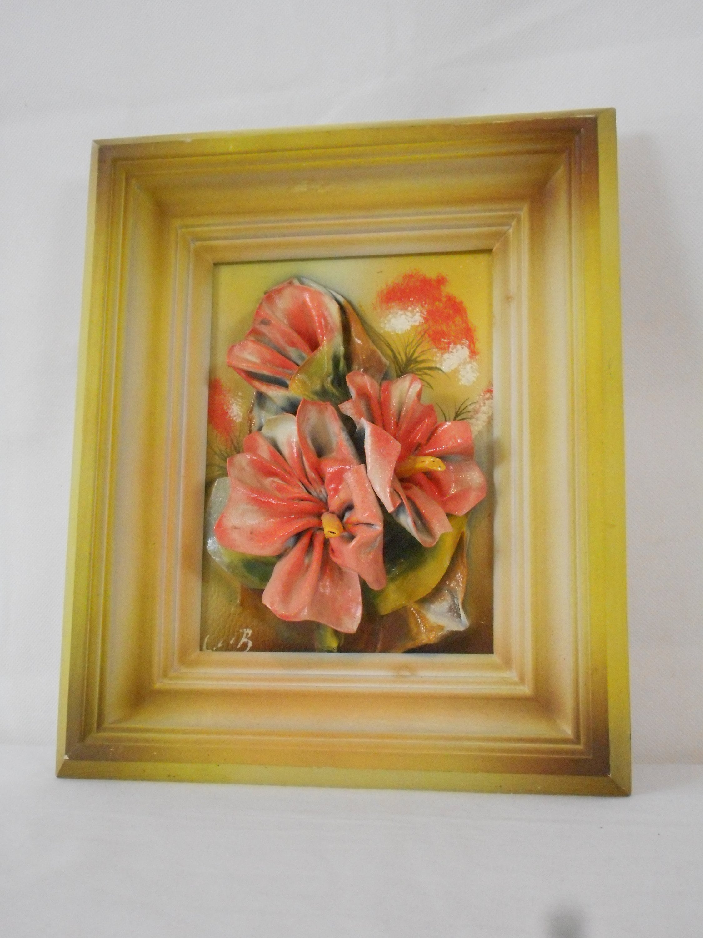 Vintage Français Bois Fait à La Main et Support Mural en Cuir Photo/Décor