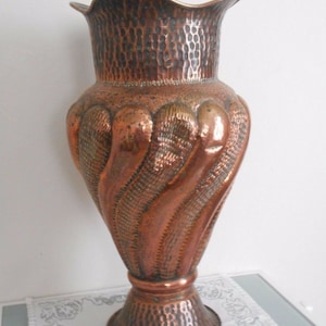 stunning rare vintage French copper hand hammered umbrella stand
