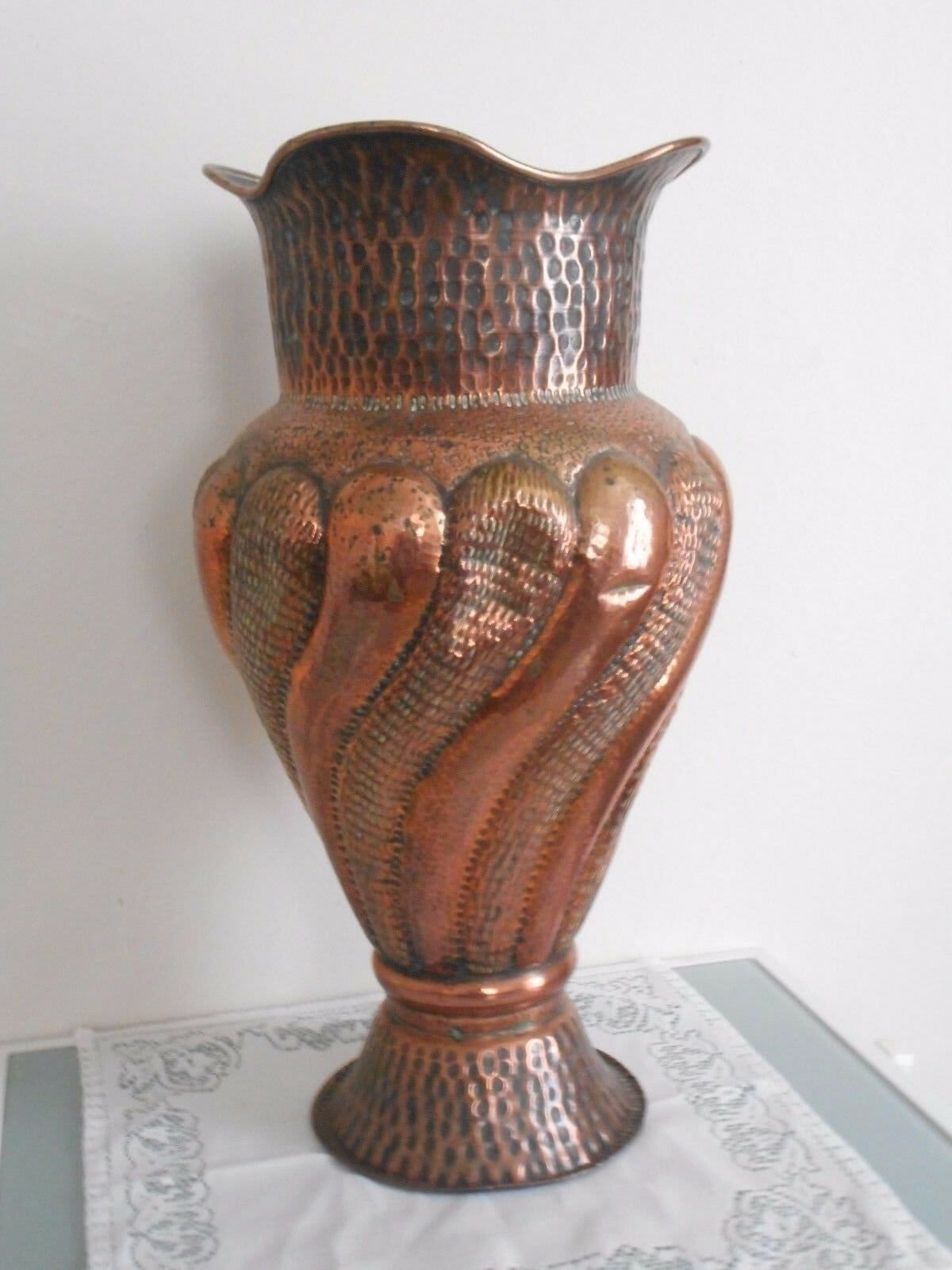 Superbe Rare Vintage Français Cuivre Main Martelé Parapluie Stand