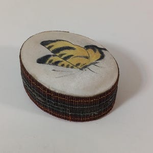 Collectable French small oval shaped pill box / trinket box
