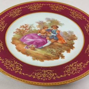 Elegant vintage French Limoges porcelain decorative collectable plate stamped