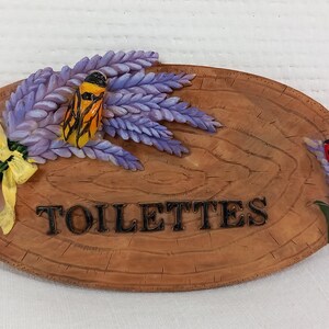 Französisches Gießharz handbemalt Cicada Toilettes / Toilettentürschild