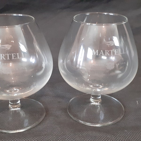 pair of vintage French Martell Cognac drinking glasses