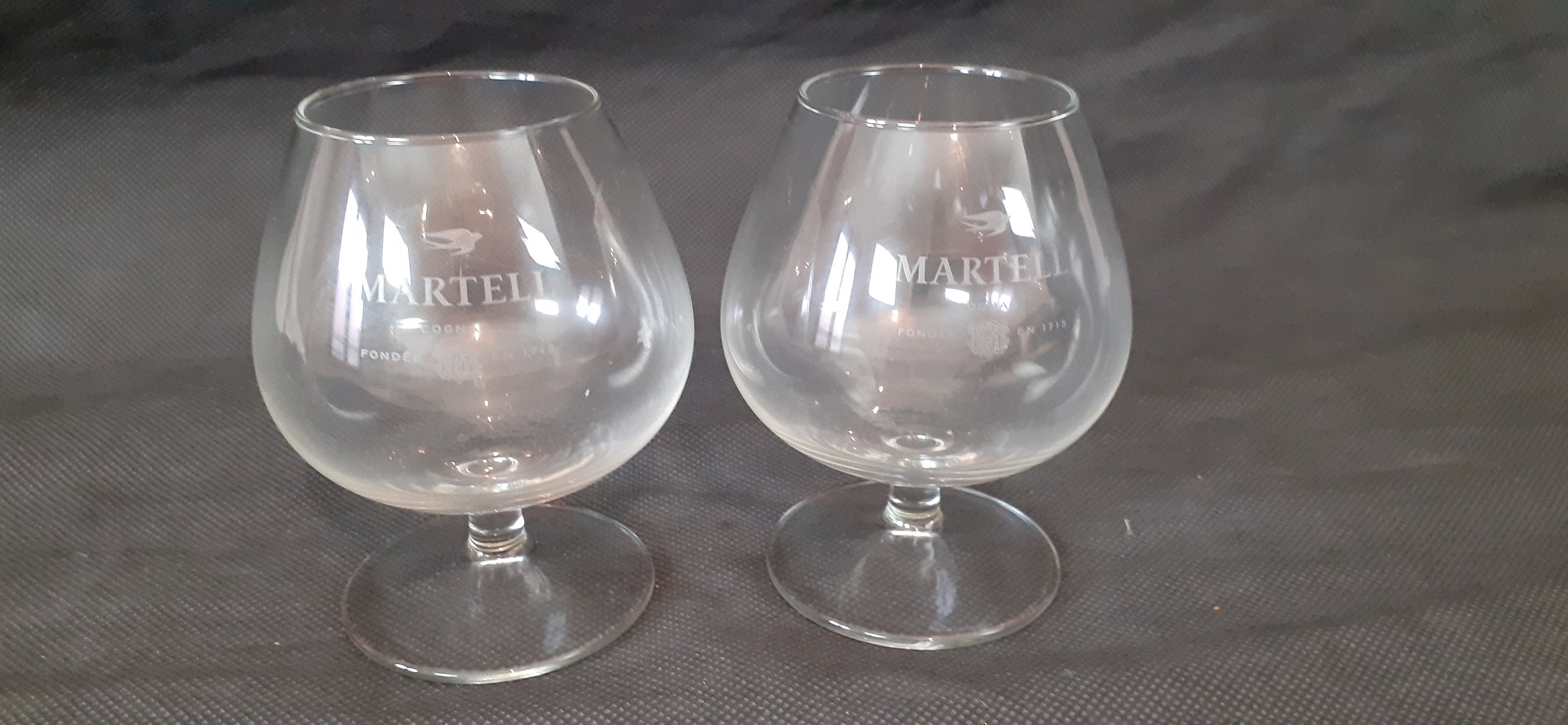 Paire de Verres à Boire Vintage Français Martell Cognac