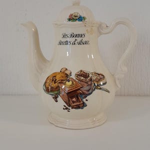 vintage French Sarreguemines Les Bonnes Recettes d Alsace coffee pot / Teapot