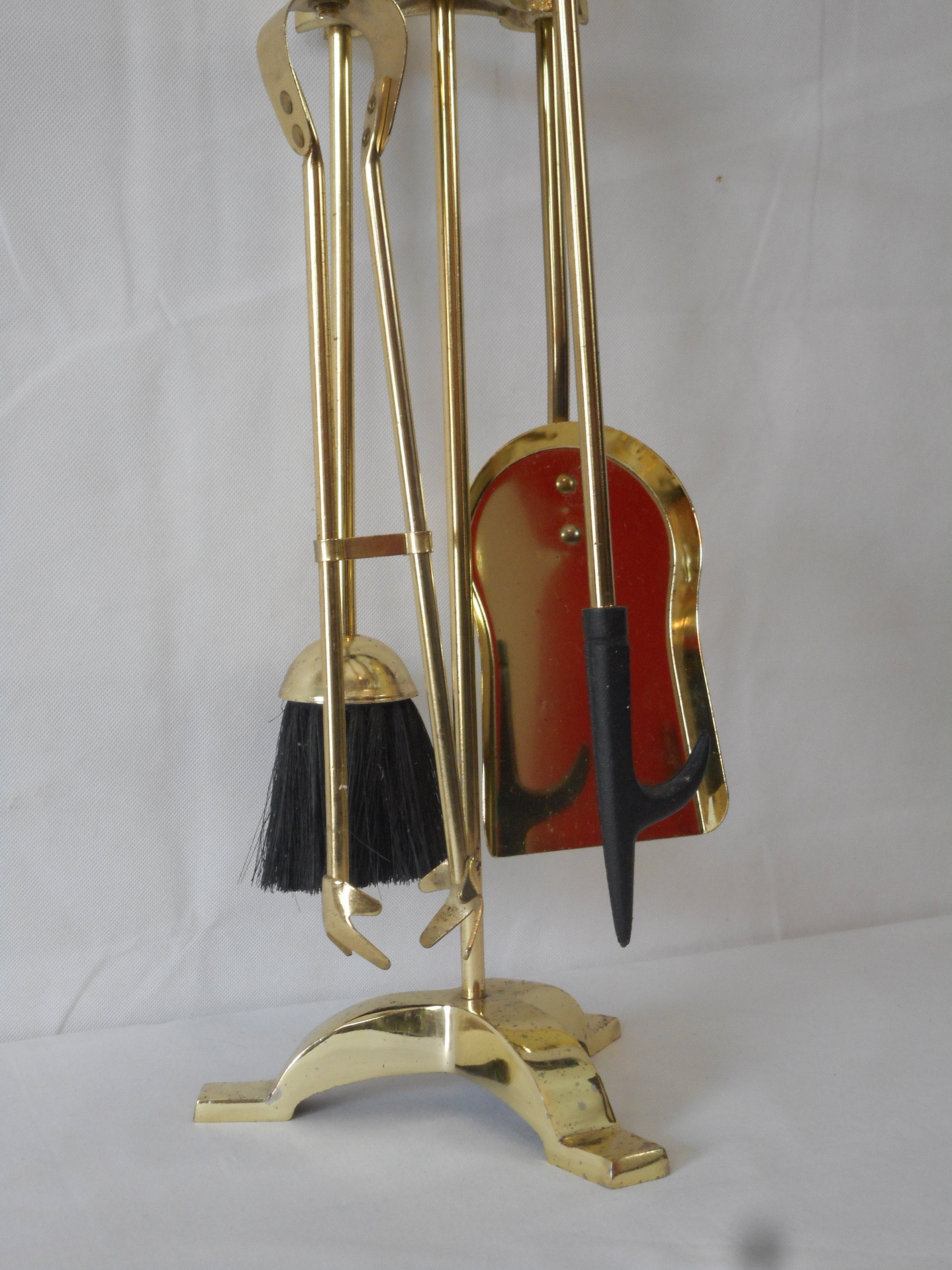 Superbe Ensemble Vintage Français Laiton 5 Pièces Compagnon de Feu/Décor Français