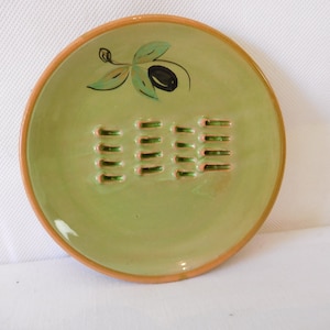 vintage French Hand painted ceramic Garlic grater / kitchen utensils / kitchenware