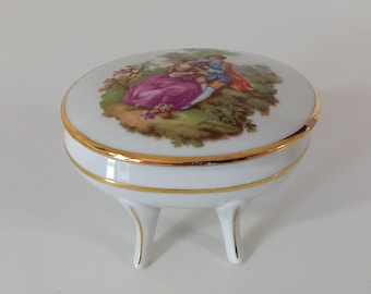 ドイツ　バイエルン地方の陶器　小物入れ ヴィンテージドイツバイエルン磁器蓋付き小物入れ/ジュエリーボックス