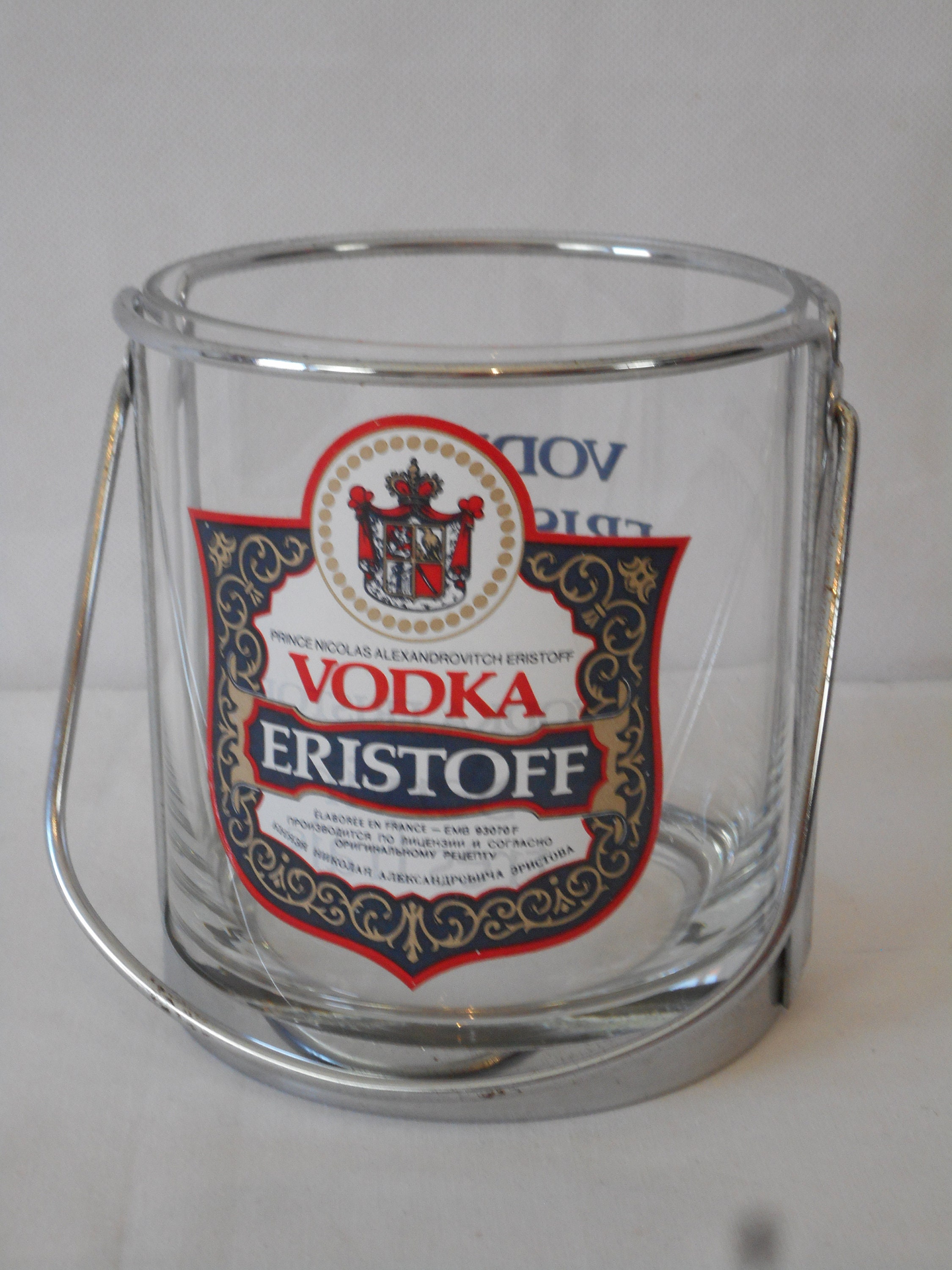 Verre Vintage Eristoff Vodka Ice Cube Seau/À Glace Vaisselle