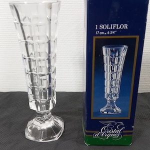 vintage French small boxed crystal bud vase / ornament / flower holder / vase
