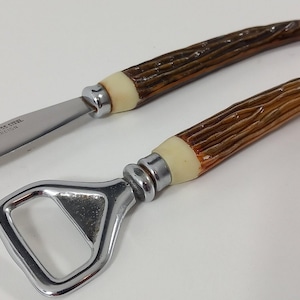 vintage French shaped Bottle opener and matching cheese knife