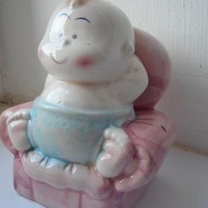 vintage French hand made and hand painted ceramic money box / Piggy bank