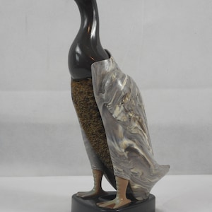 Vintage English free standing shoe brush designed as a duck