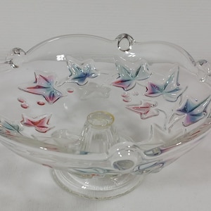 stunning vintage French glass decorative pedestal bowl / Bowl / vase / French décor