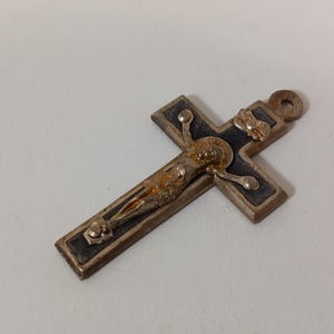 vintage French Religious Metal crucifix necklace pendant / Crucifix