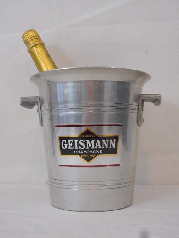 25 ⚜️ Ancien Seau à Champagne ou Seau à Glace en Aluminium Vintage Hauteur 27 Cm Argenté