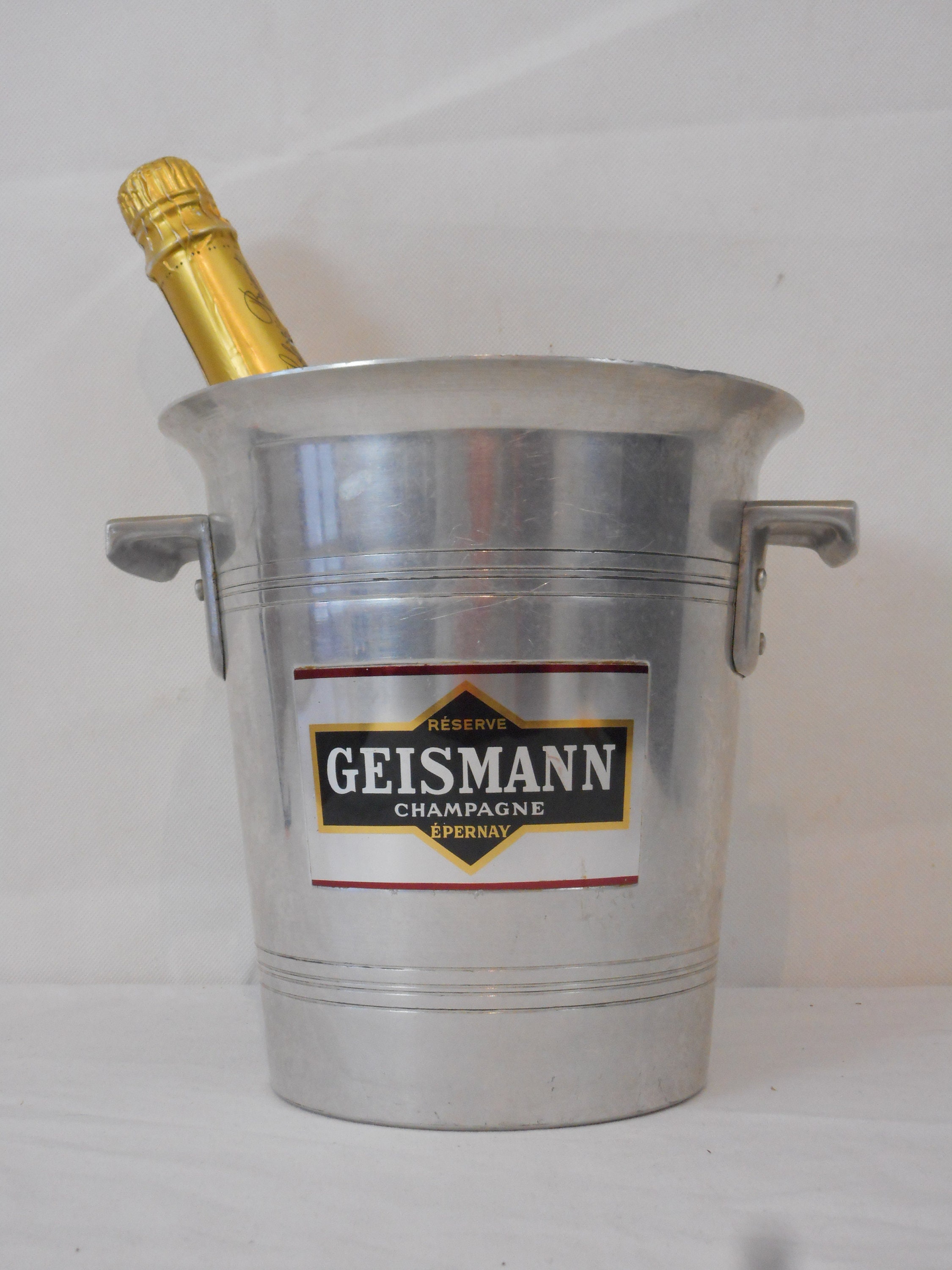 Seau à Glace Champagne Vintage Français Aluminium de Collection/Barware