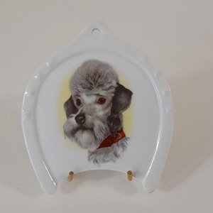 vintage French Limoges porcelain wall mountable Dog plaque / picture