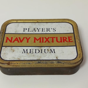 vintage English Players Navy Mixture Medium metal Tobacco Tin / storage tin