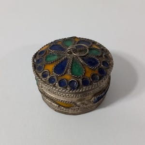 vintage French Metal shaped pill box / trinket box / ornament