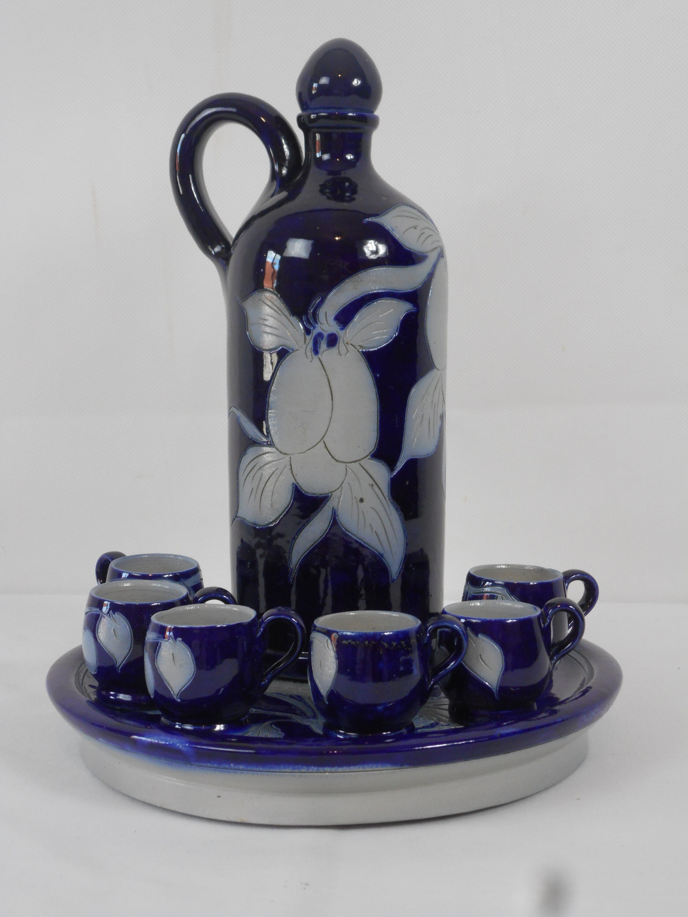 Rare Millésime Étonnant Français Fabriqué à La Main en Céramique Vitrée Décantaleur