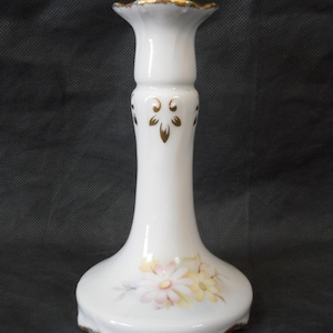 Elegant stunning vintage Limoges France porcelain candlestick / candle holder