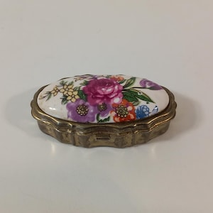 vintage French metal pill box / trinket box collectable