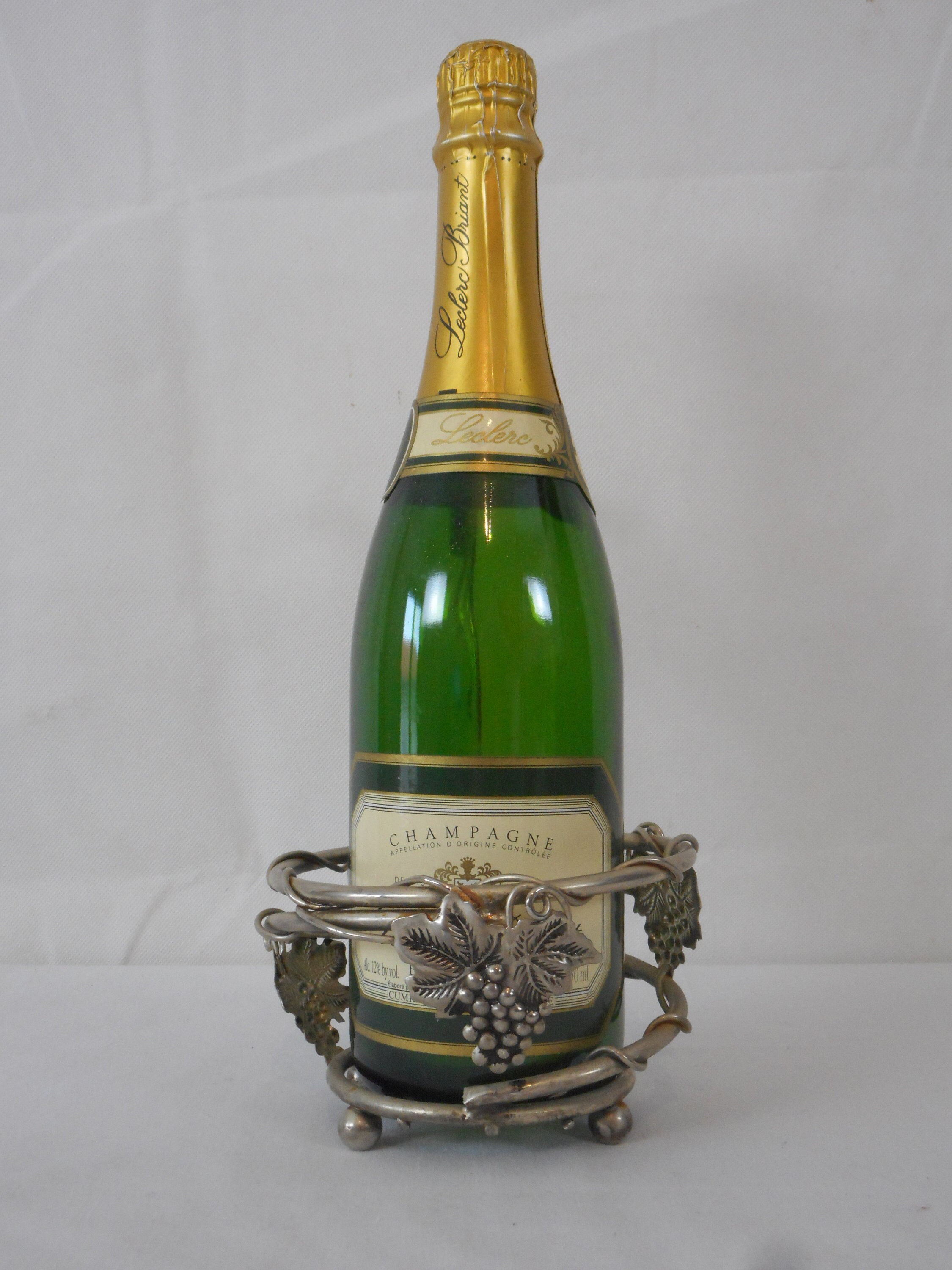 Vintage Français Support de Bouteille Vin en Métal Plaqué Argent/Barware