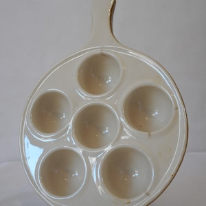 vintage French ceramic glazed Escargot / snail serving dish / French kitchen