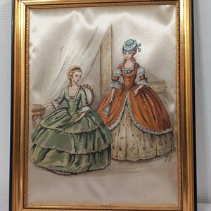 Collectable vintage French Framed silk wall mountable picture / decor