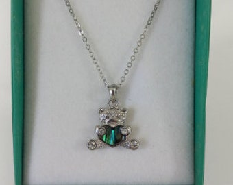 Pendentif Rectangle En Argent 925 Avec Coquille D'ormeau Paua Naturel Vert/violet - Fait Main En Indonésie, Neuf Avec étiquette