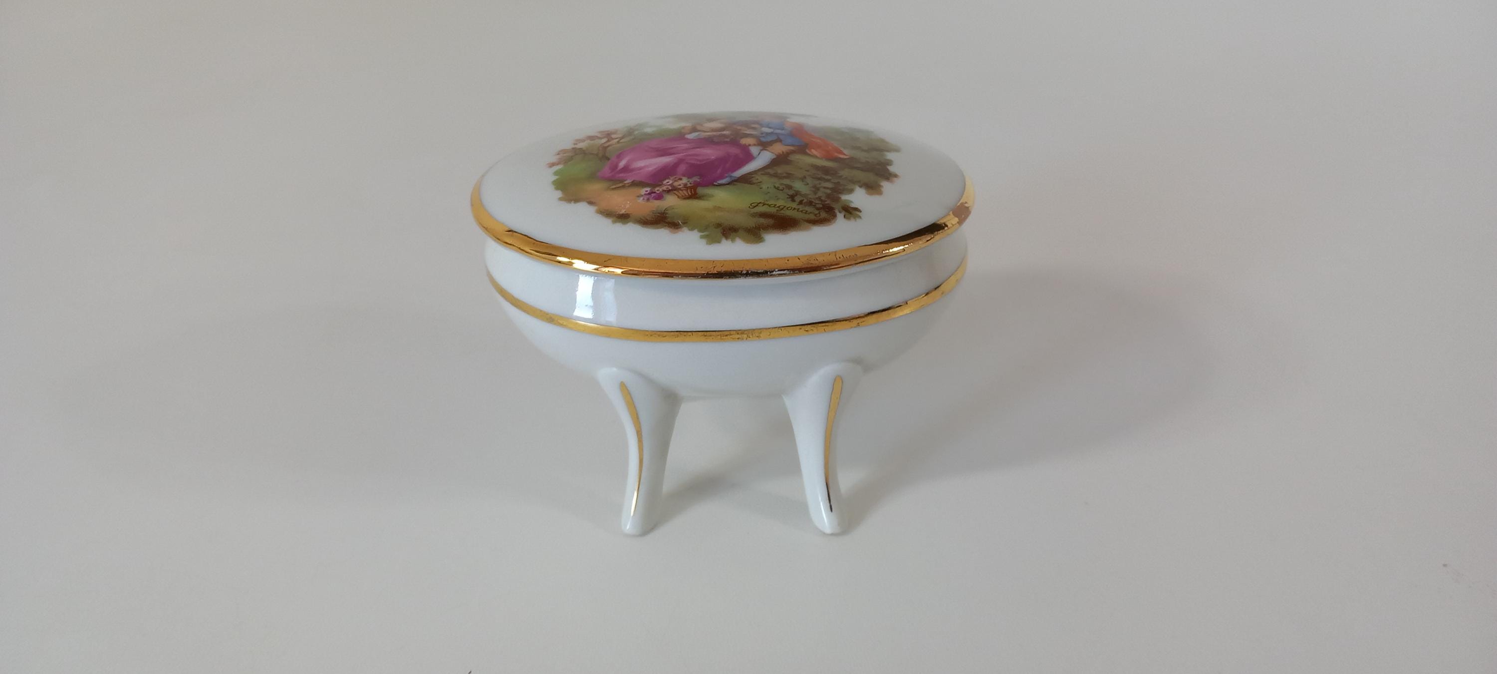 ドイツ　バイエルン地方の陶器　小物入れ ヴィンテージドイツバイエルン磁器蓋付き小物入れ/ジュエリーボックス