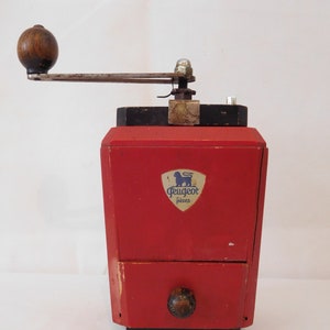 Rare vintage French Peugeot wooden coffee grinder / dispenser