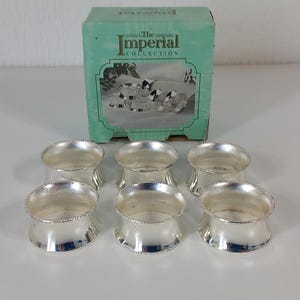 6er Set versilberte Vintage Serviettenringe aus der Imperial Collection