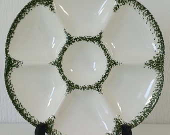 vintage French Gien France hand decorated ceramic oyster plate / tableware