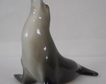 Collectable vintage USSR Glazed ceramic Seal figurine / Ornament