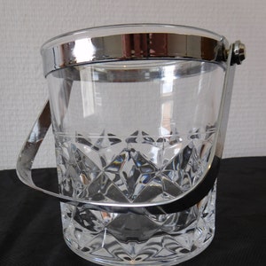 vintage French Cristal d'Arques glass Ice bucket / barware / Ice cube bucket