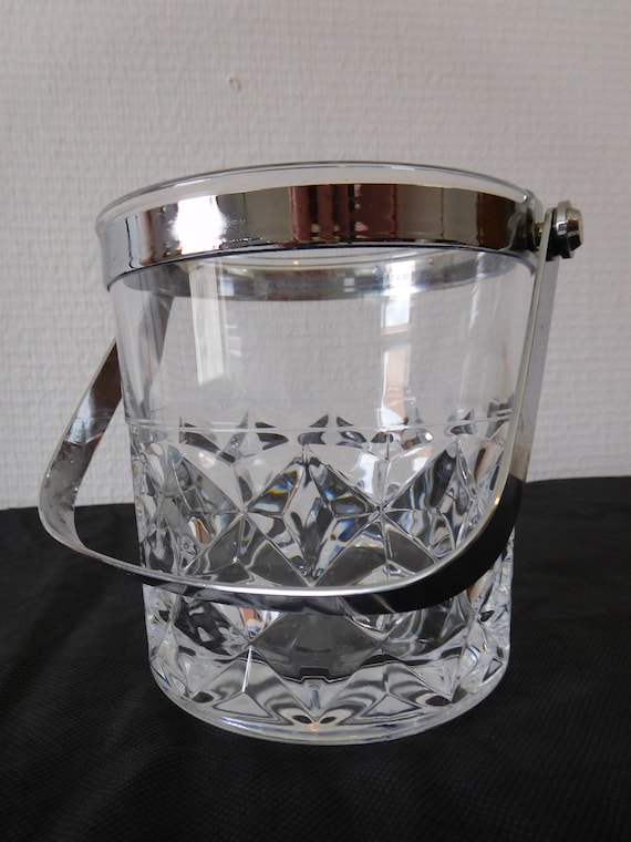 Vintage French Cristal D'arques Glass Ice Bucket / Barware / Ice Cube Bucket  