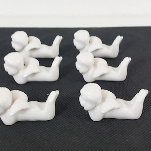 set of 6 vintage French Cherub porcelain table knife rests / tableware