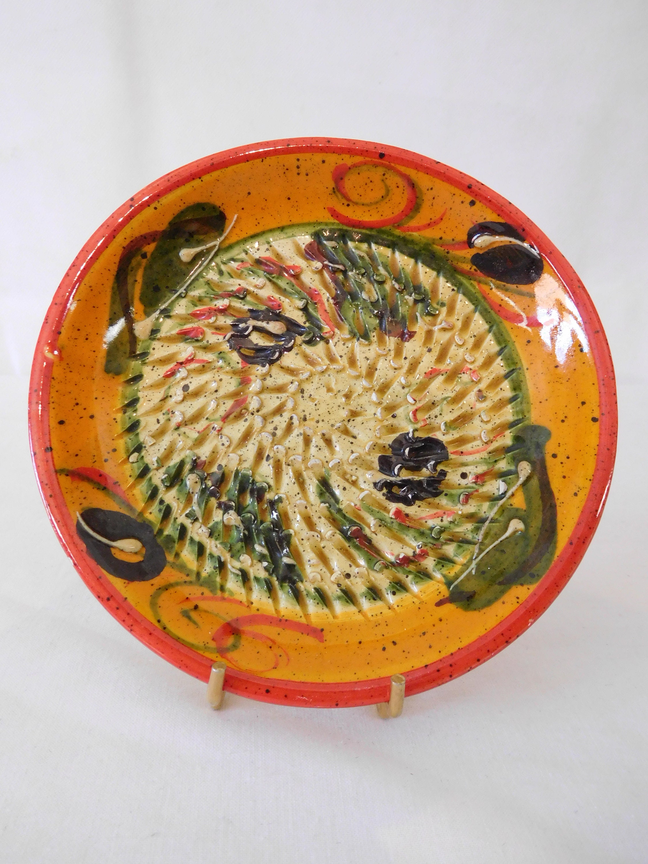Hand Painted Garlic Grater Plate Made in France