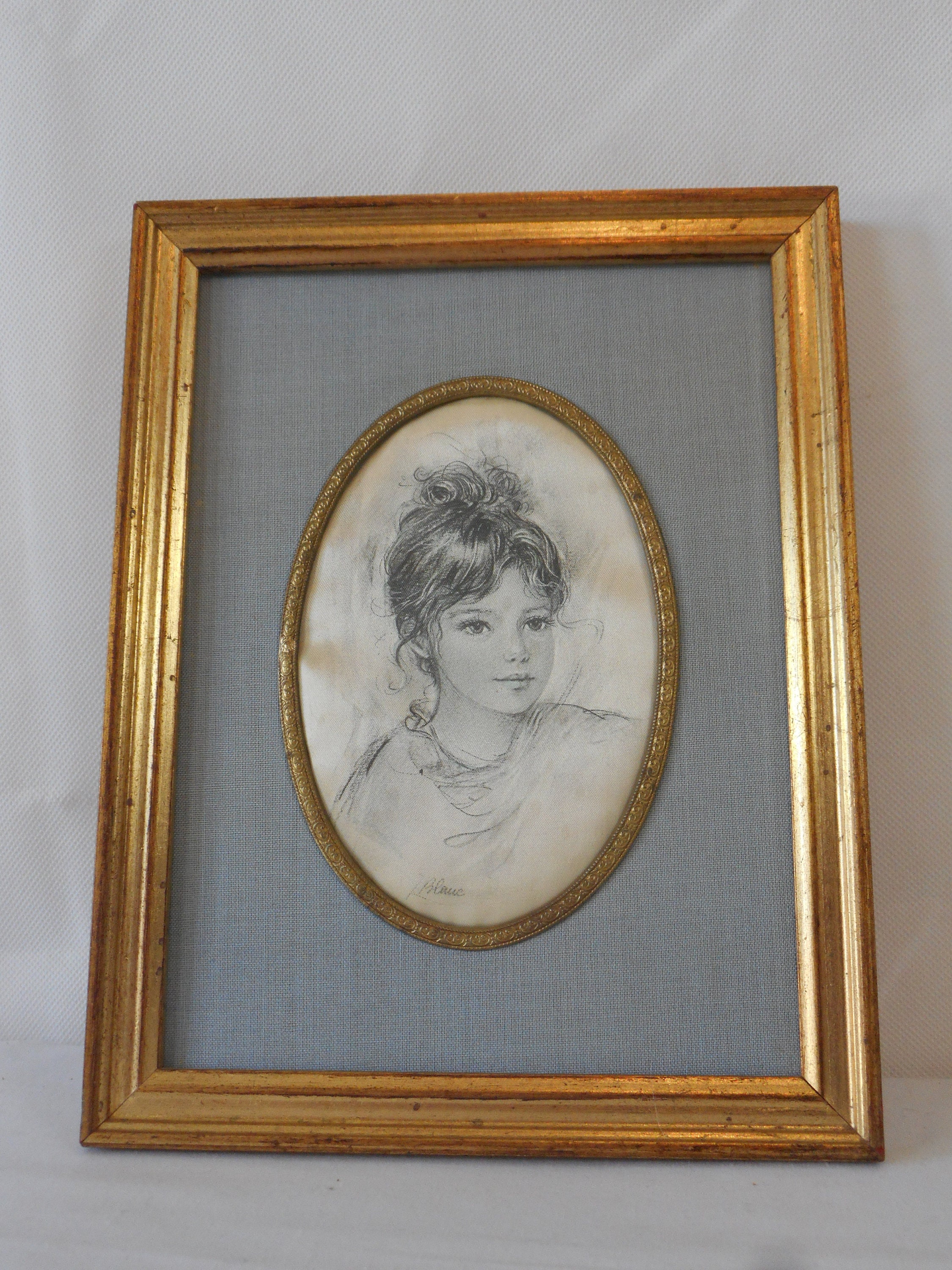 Collection Vintage Français Encadré Signé en Soie Murale Montable Photo/Décor