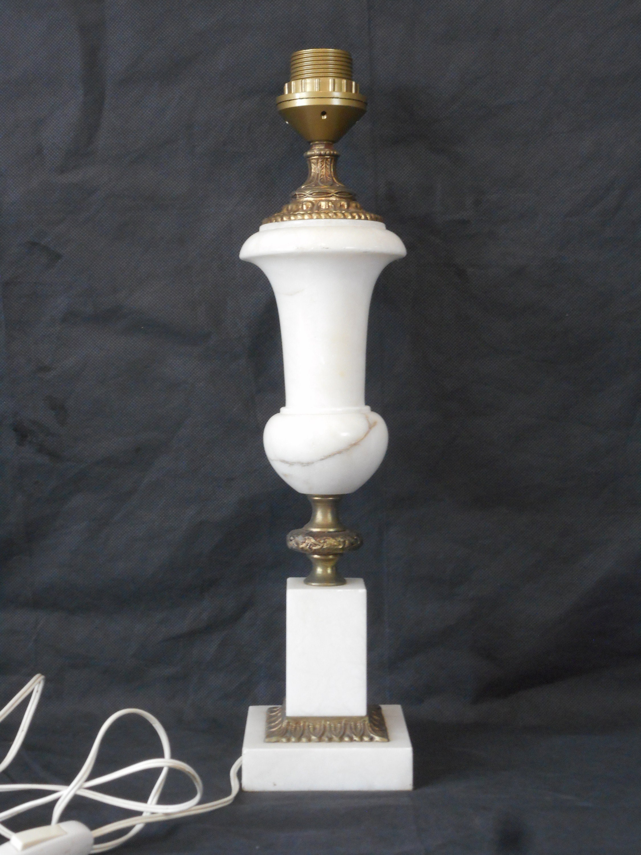 Superbe Vintage Français Marbre Massif/Table en Granit et Laiton Chevet Lampe de Bureau