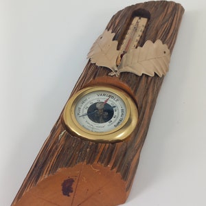 vintage French wall mountable shaped wooden decorative barometer / French Décor