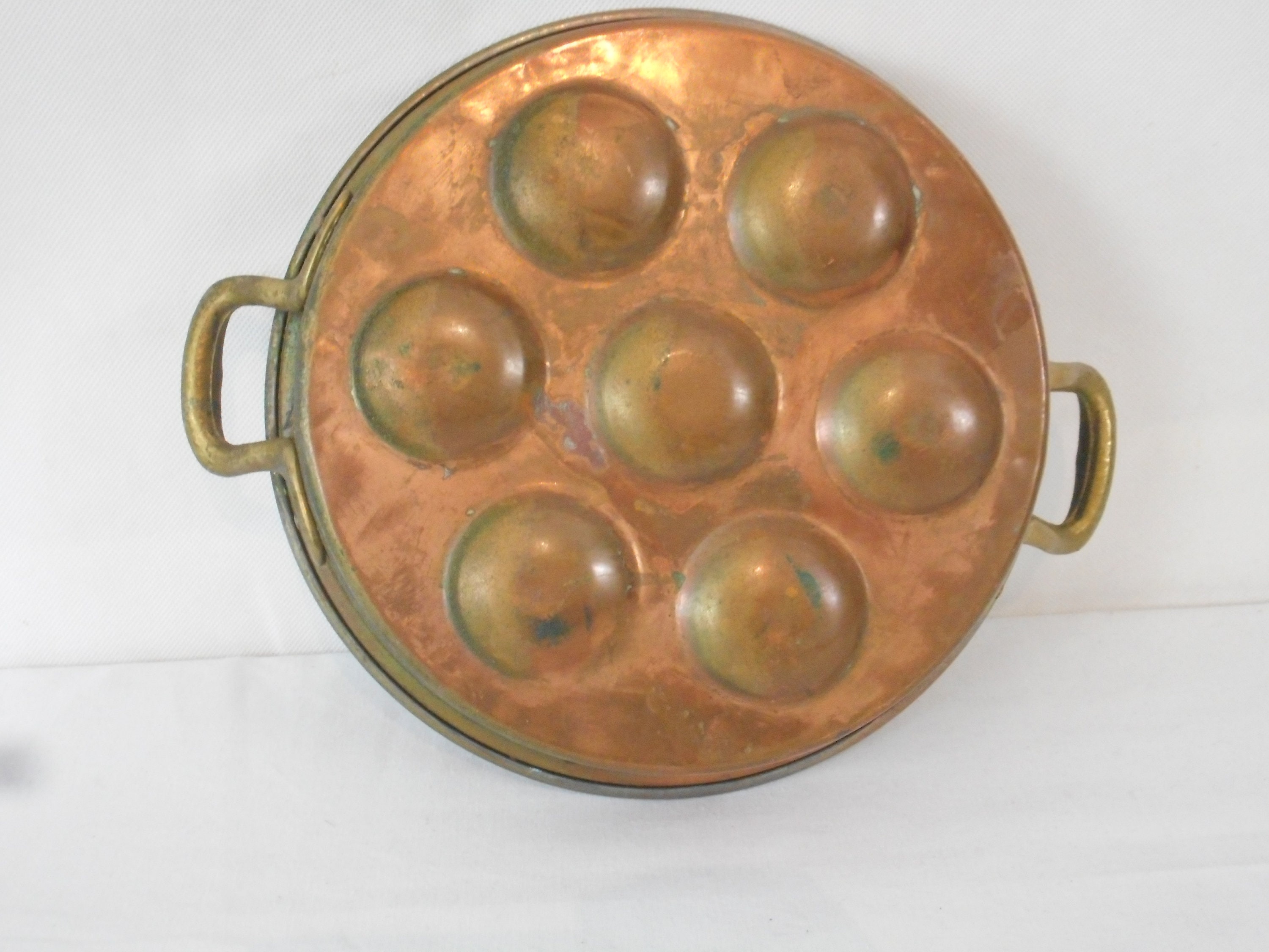 Escargot Vintage Français Cuivre/Poêle Casserole avec Poignées en Laiton