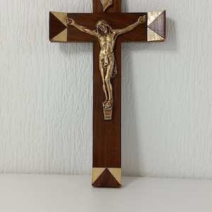 vintage French wooden religious crucifix cross / French Décor / Religion
