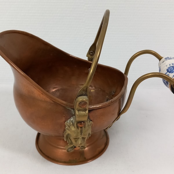 vintage French small copper planter / pot / ornament / coal scuttle / vase