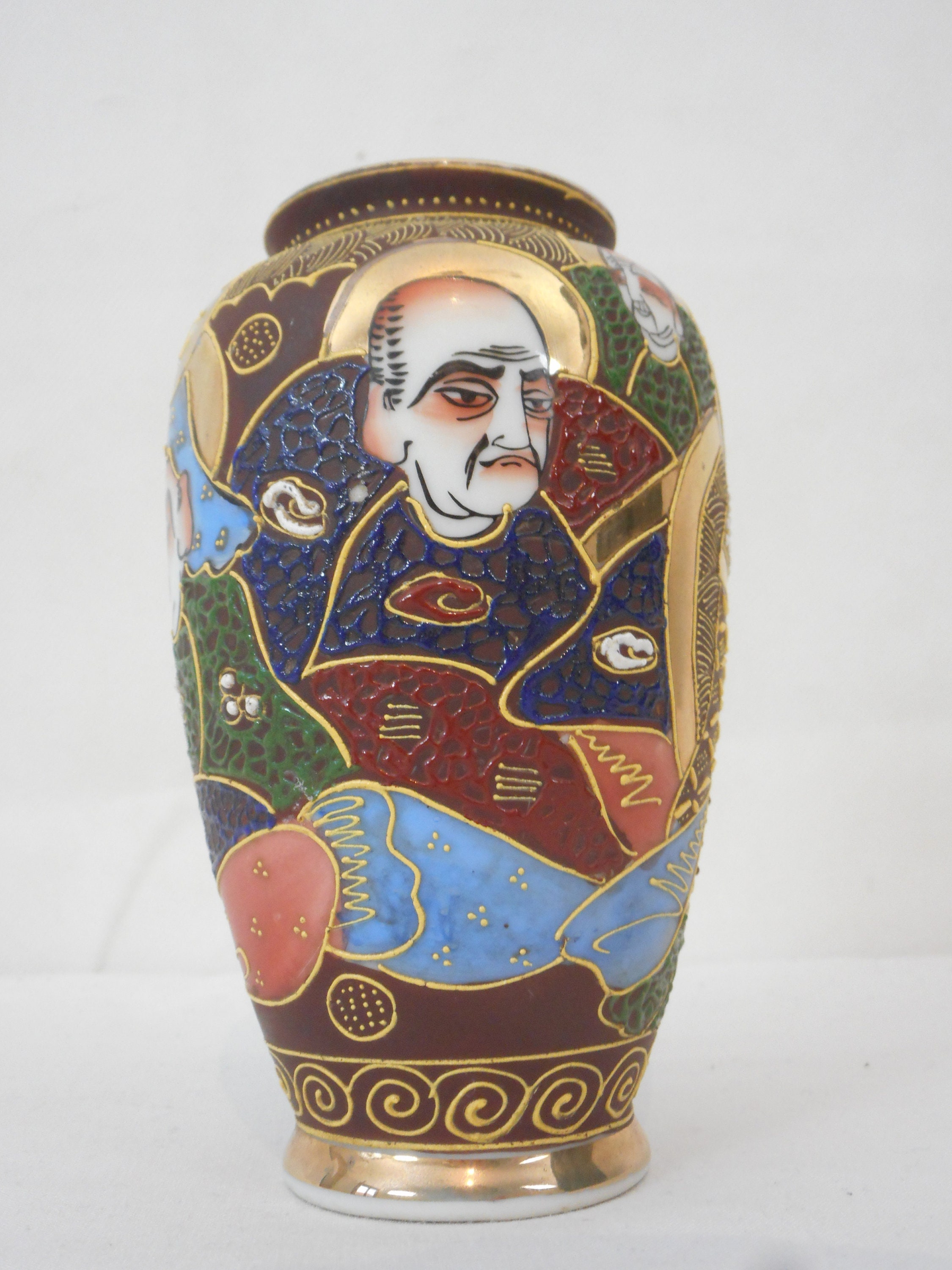 Vintage Japonais/Asiatique Décoratif Petit Vase en Porcelaine Ornement Décoration Intérieure