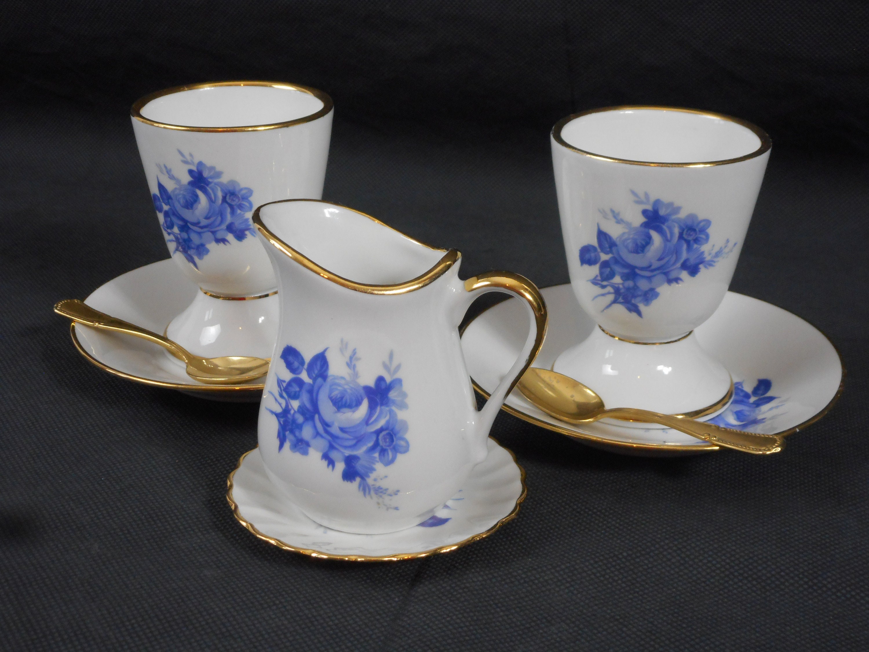 Tasses à Café Décoratives en Porcelaine Limoges Vintage et Soucoupes Cruche Crémeuse