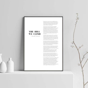 Amanda Gorman print, Digital download, Inauguration, Poem, Poster The Hill We Climb, Inspirational poster, Amanda Gorman Quote, Unite