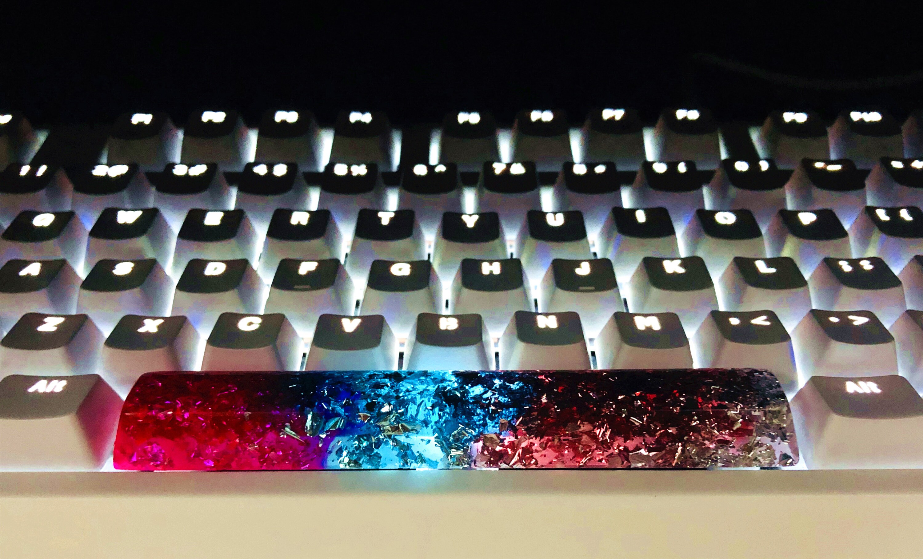 6.25X Handmade Spacebar Keycap Rainbow Resin Foil Space Bar Etsy